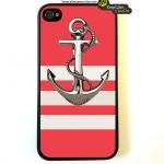 Iphone 4 Case Anchor On Stripes Pattern Iphone 4..