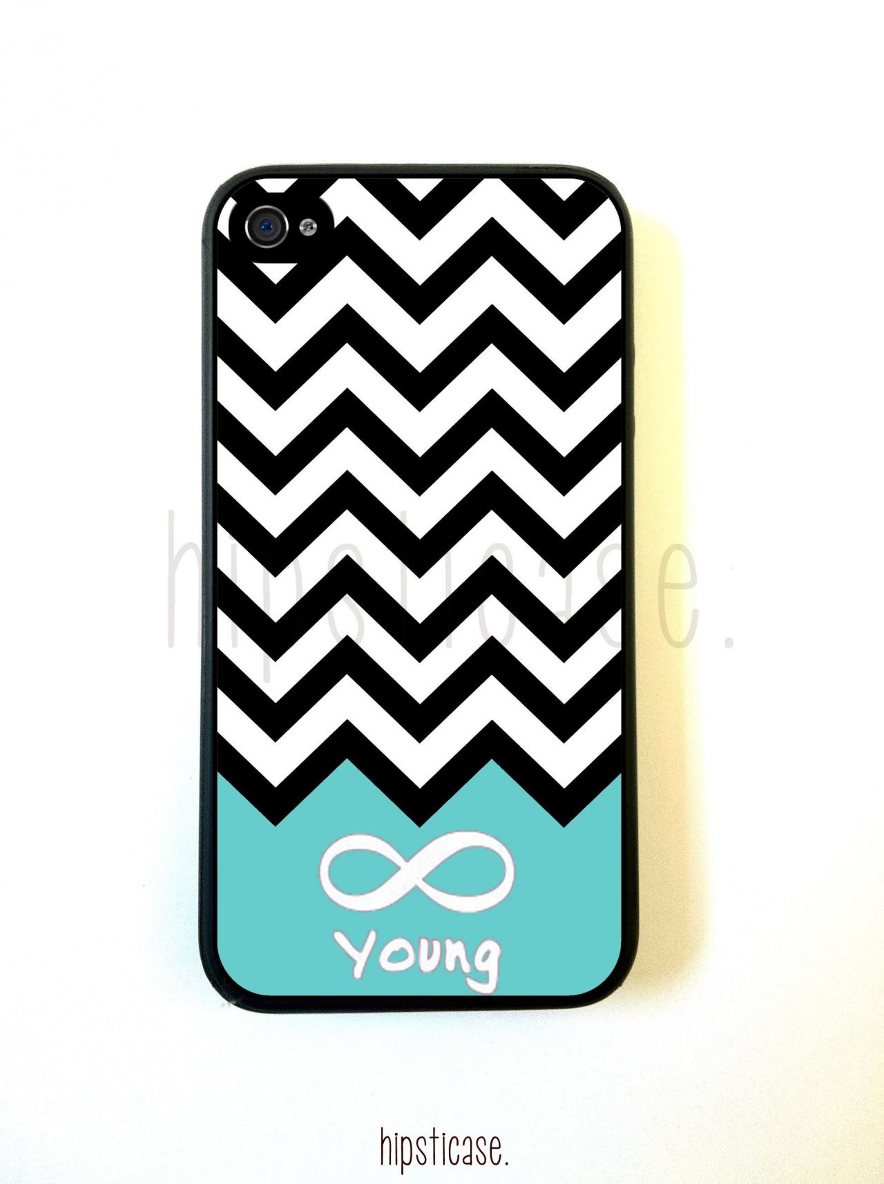 Forever Young Chevron Teal Iphone 5 Case - For Iphone 5/5g - Designer Tpu Case Verizon At&t Sprint
