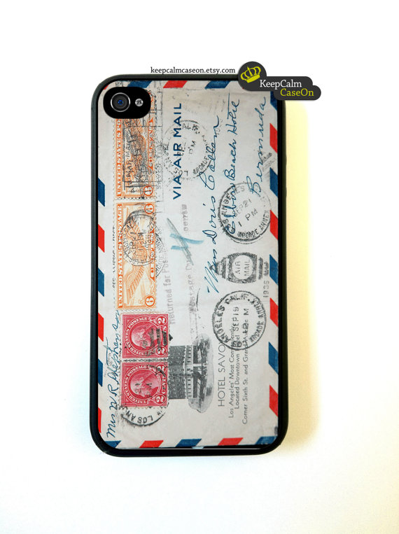 Iphone 4 Case, Vintage Envelope Iphone Case Hard Fitted Case For Iphone 4 & Iphone 4s.