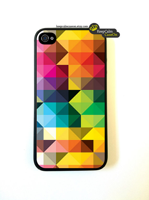 Iphone 4 Case Geometric Triangles Iphone Case Hard Fitted Case For Iphone 4 & Iphone 4s.