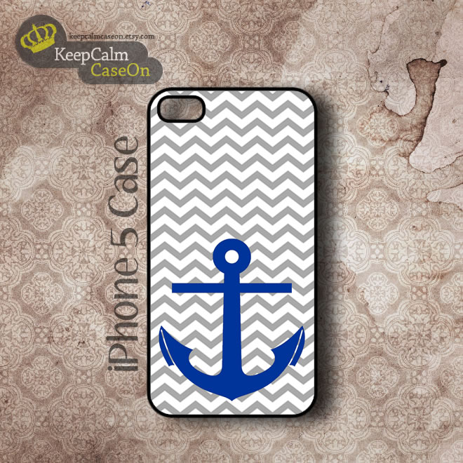 Iphone 5 Case, Nautical Chevron Anchor Iphone Case Hard Fitted Iphone 5 ...